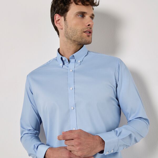 Oxford Lasers Kustom Kit Slim Fit Stretch Long Sleeve Oxford Shirt Thumbnail